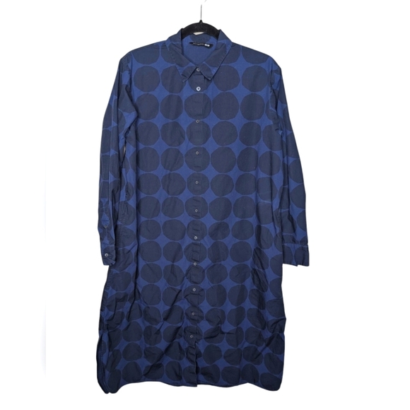 Marimekko x Uniqlo Blue Polka Dot Button-Up Dress sz M - Picture 1 of 7